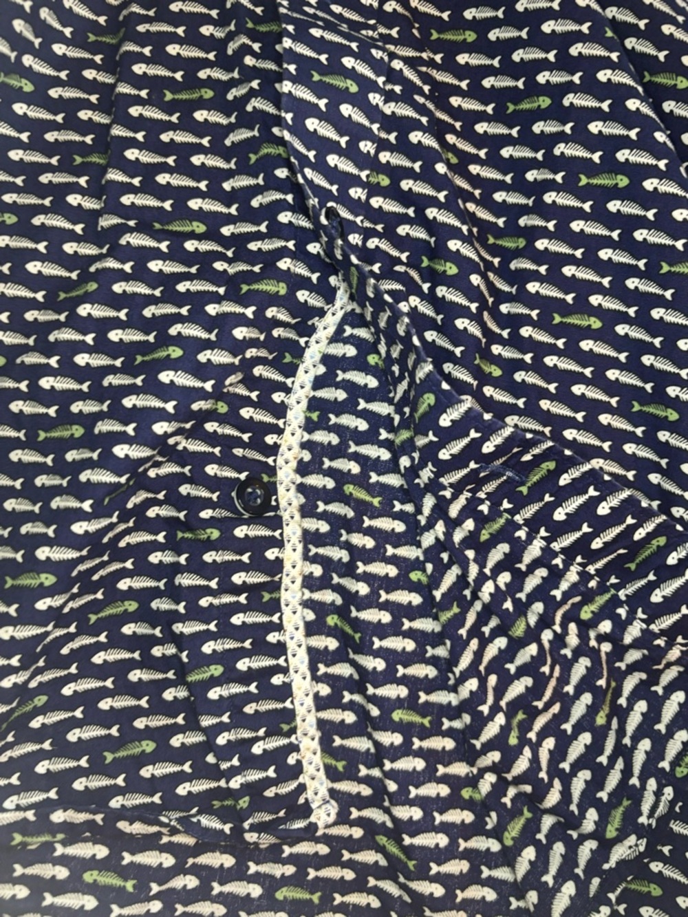 Johnston & Murphy Navy Short-Sleeve Button-Down, Fish Bone Print - Picture 14 of 16